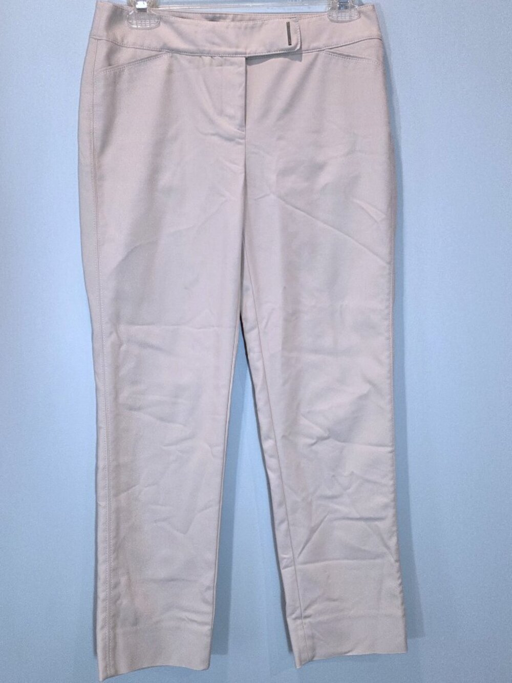 White House Black Market Flat Front Beige Ankle Pants Size 2R